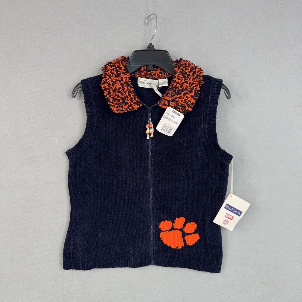 Vintage Clemson Tigers Vest Womens Medium Blue Orange NCAA Football Bellepointe